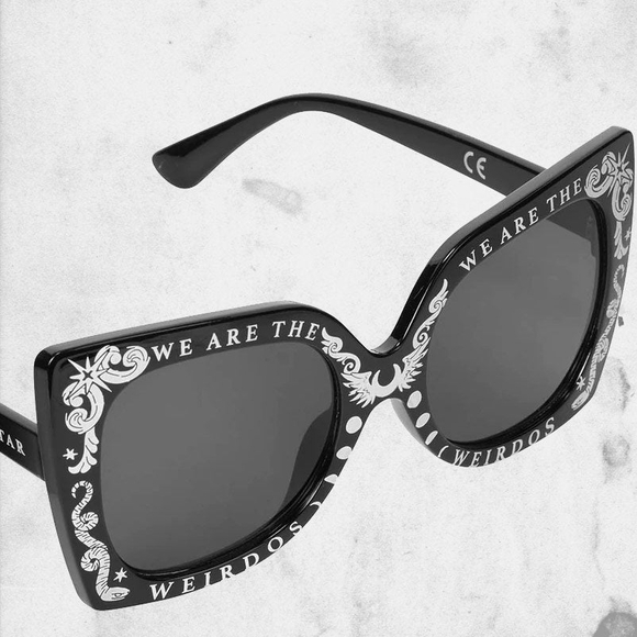 Killstar ✦ We Are The Weirdos Oversized Gothic Sunglasses ✦ Black OS NWT - Picture 2 of 7